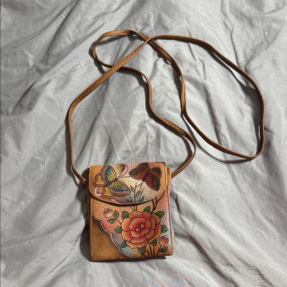 Floral Tan Anushka Crossbody Bag